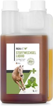 Reavet Stoffwechsel Liquid für Pferde 1L unterstützt den Zuckerstoffwechsel