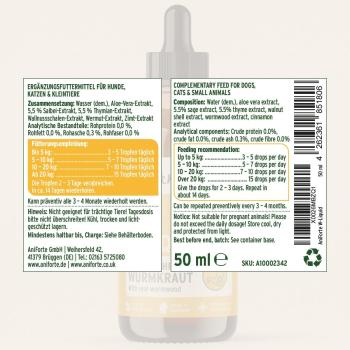 AniForte® Wurm Kraut W-Liquid – Natürliche Darmabwehr für Hunde & Katzen Kleintiere