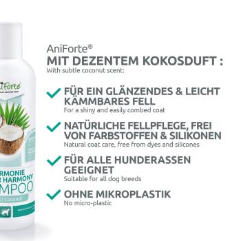 Aniforte Fellharmonie Shampoo Kokos 200ml für Hunde