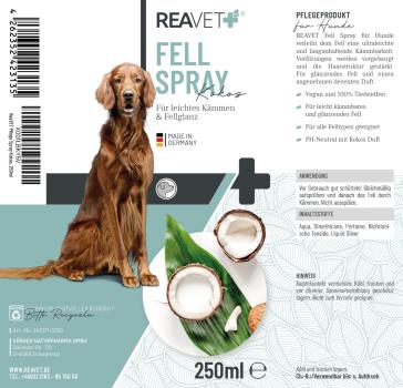 Reavet Fellspray Kokos 250ml  für Hunde und Katzen