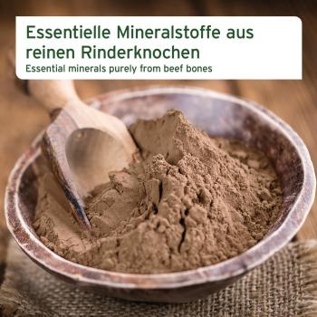 Analytische Bestandteile und Zusammensetzung tierisches Protein aus Rinderknochen mit 14 Prozent Calcium
