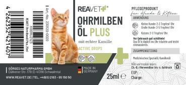 Reavet Ohrmilbenöl Plus für Katzen - Soforthilfe bei Ohrmilben