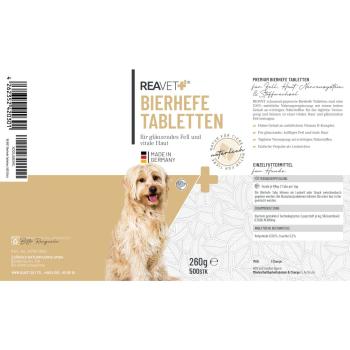 REAVET Bierhefe Tabletten für Hunde – Für glänzendes Fell, gesunde Haut & starke Nerven 500 Stück