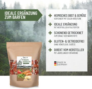 Preview: ReaVet Gemüse-Kräuter-Variation Hundefutter mit Erbsenflocken, Möhrenflocken und erlesenen Kräutern INhaltsstoffe