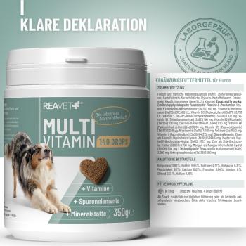 Die Vorteile der ReaVET Multivitamin Drops für Haut, Fell und Vitalität auf einen Blick.