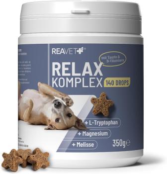 ReaVET Relax Komplex Drops für Hunde – Natürliche Beruhigungshilfe 140 Stück.