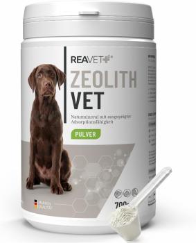 ReaVET Zeolith VET 700g zur natürlichen Entgiftung bei Hunden, Katzen und Pferden.