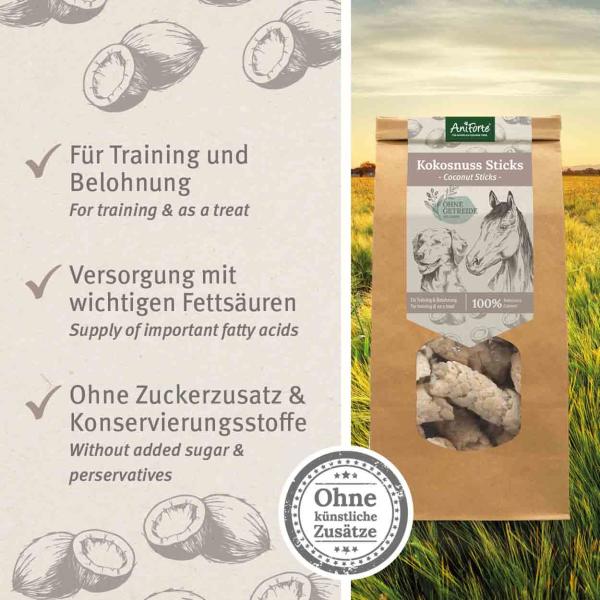 AniForte Kokos-Sticks 500g Leckerlis für Hunde und Pferde