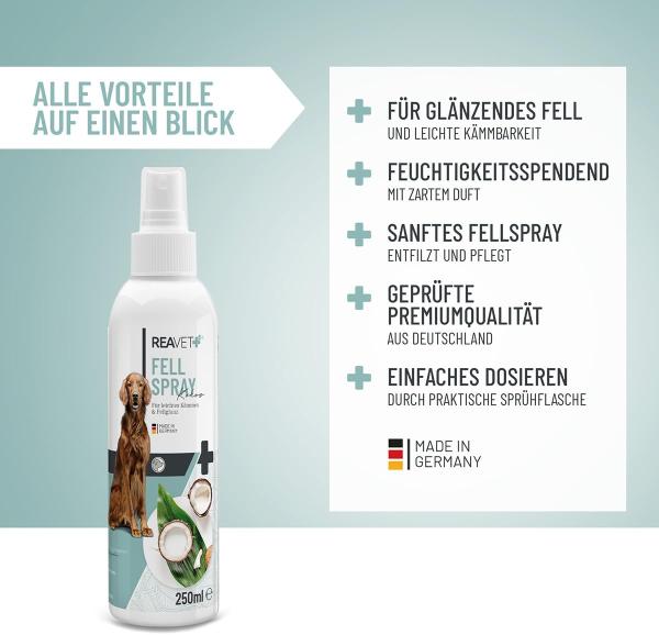 Reavet Fellspray Kokos 250ml  für Hunde und Katzen