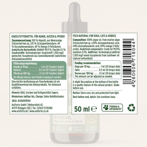 Veganes AniForte Algenöl – natürliche Fettsäuren zur Unterstützung des Immunsystems