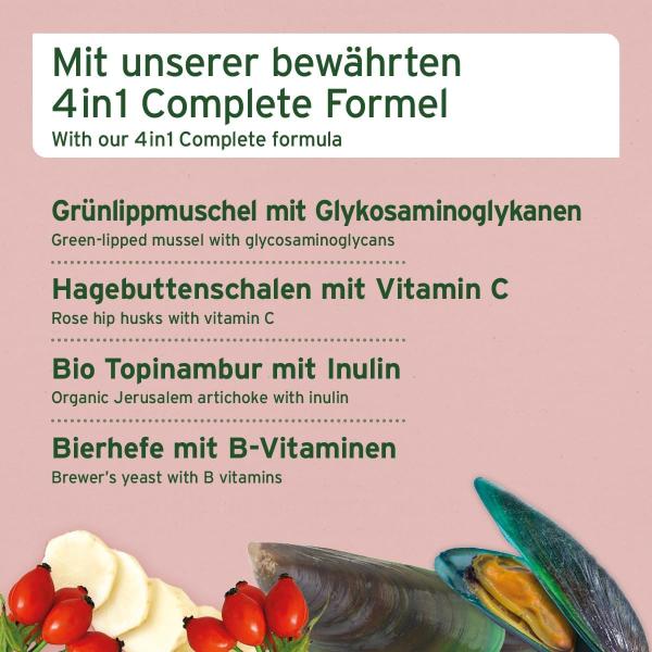 Hochwertige getreidefreie Inhaltsstoffe und Nährstoffe der AniForte 4in1-Snacks