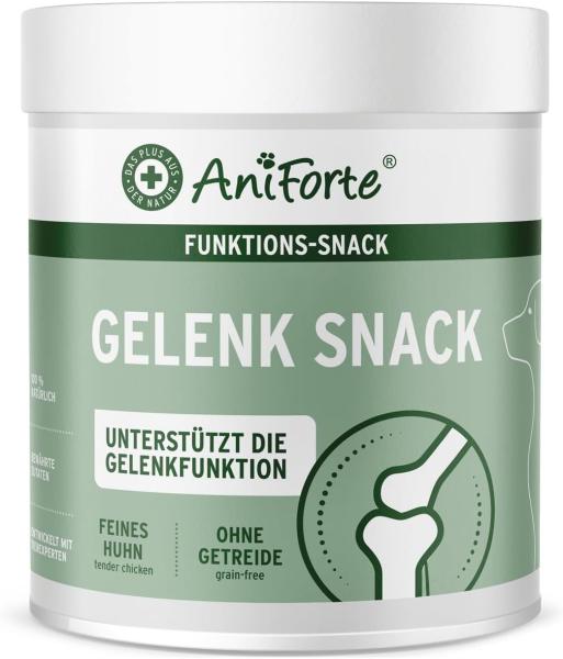 AniForte Gelenk Snacks 300g Verpackungsdose für Hunde zur Unterstützung der Gelenke2AniForte-Gelenk-Snacks-Soft-Happen-Nahaufnahme.jpgNahaufnahme der saftigen getreidefreien AniForte Gelenk Soft-Snacks für Hunde3AniForte-Gelenk-Snacks-Gruenlippmuschel-Teu