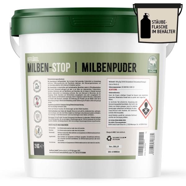 Aniforte Milben-STOP Puder inkl. Stäuberflasche 10L  für Hühner und Geflügel