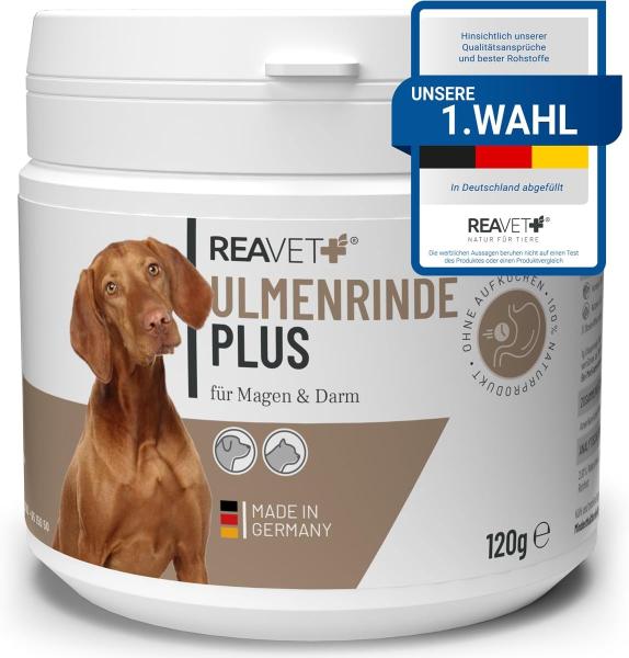 ReaVET Ulmenrinde Plus 120g Dose – Natürlicher Magenschutz für Hunde & Katzen ohne Aufkochen 120g