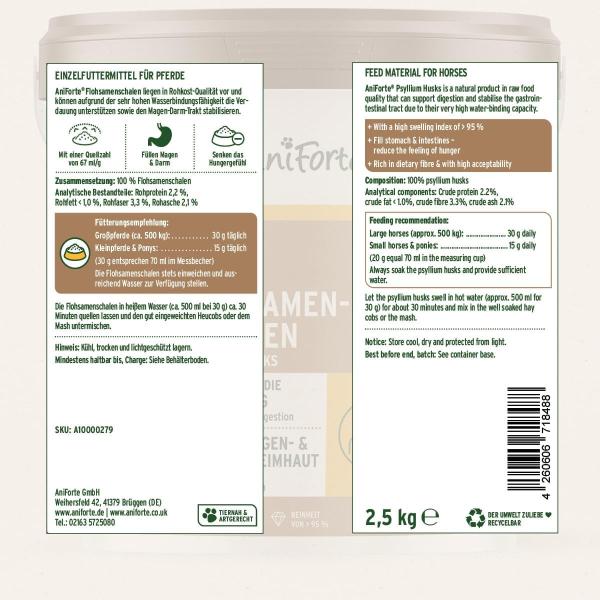 AniForte Flohsamenschalen Etikett