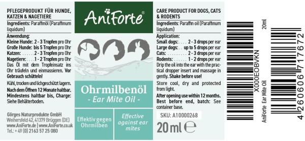 AniForte® Ohrmilbenöl für Hunde, Katzen & Nagetiere