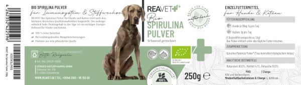 Reavet Bio Spirulina Pulver 250g für Hunde und Katzen