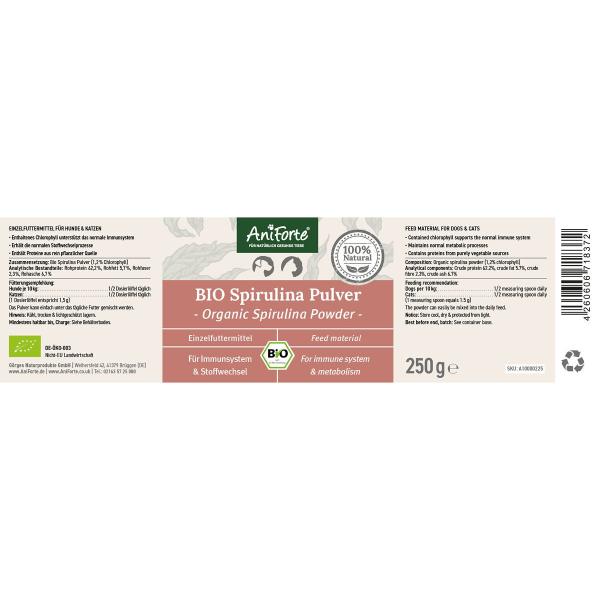 Aniforte Bio Spirulina Pulver 250g  für Hunde und Katzen