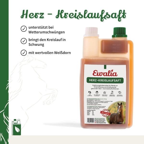 Ewalia Herz-Kreislauf Saft für Pferde 1L