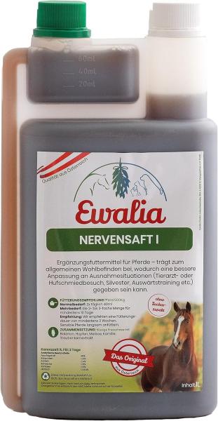 Ewalia Nervensaft 1 für Pferde in der 1 Liter Flasche - Natürliche Kräuterruhe
