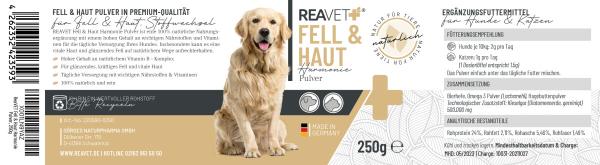 ReaVET Haut & Fell Pulver für Hunde & Katzen 250g