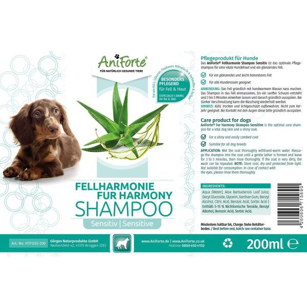 Aniforte Fellharmonie Shampoo Sensitiv 200ml für Hunde