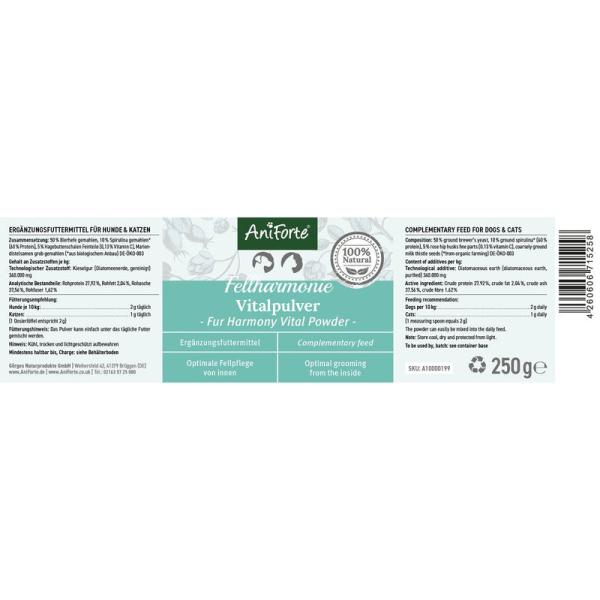 Aniforte Fellharmonie Vitalpulver 250g - glänzendes Fell und vitale Haut