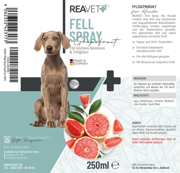 Reavet Fellspray Grapefruit 250ml für Hund und Katze