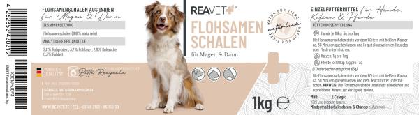 Reavet Flohsamenschalen für Hunde, Katzen, Pferde - Darmgesundheit