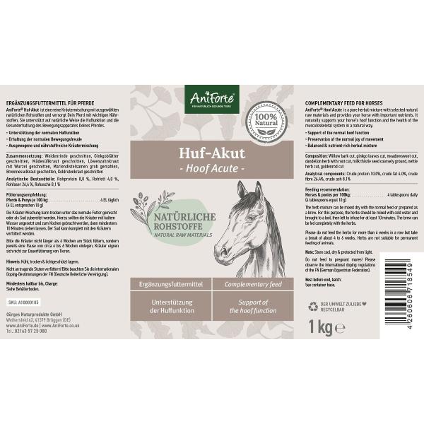 Aniforte Huf-Akut 1 kg -  Huf-Akut Kräuter für gesunde Pferdehufe