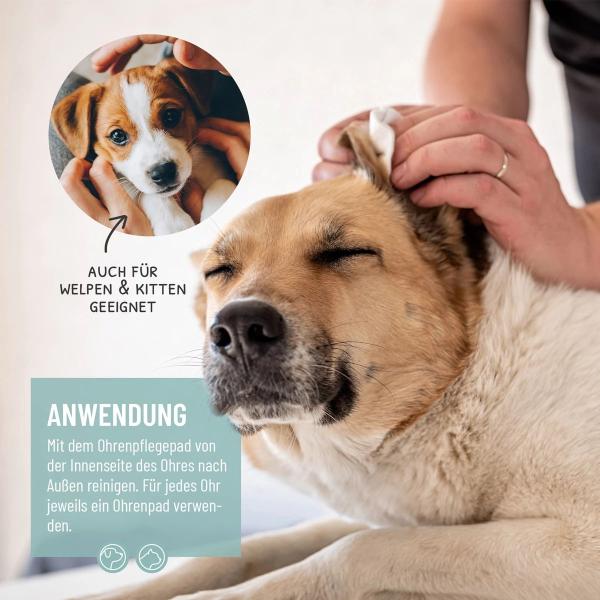 REAVET Ohrenpflege Pads für Hunde & Katzen mit Aloe Vera | 100 Stück