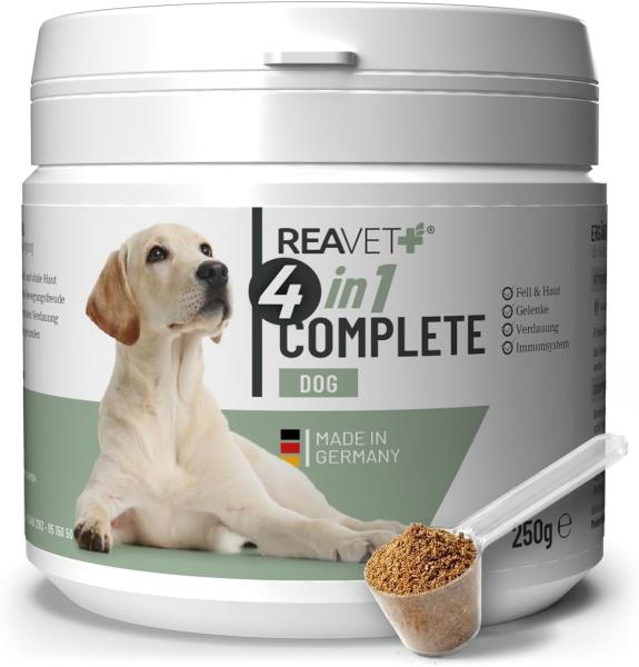 ReaVET 4in1 Dose für Hunde zur Unterstützung der Vitalität.