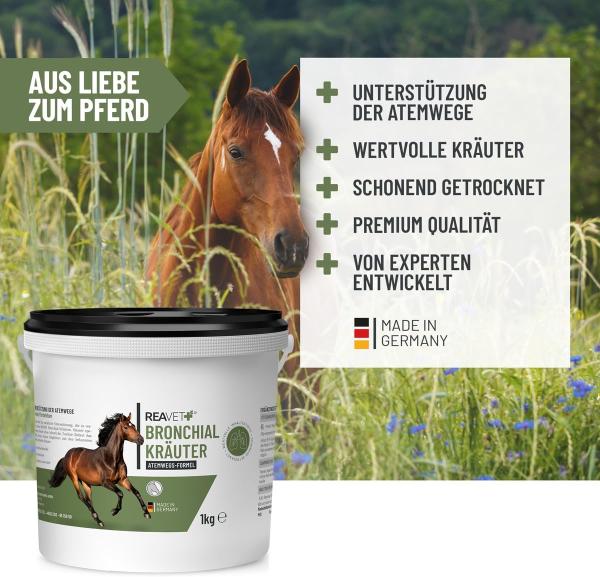 ReaVET Bronchialkräuter Pferd 1kg – Natürliche Unterstützung für freie Atemwege