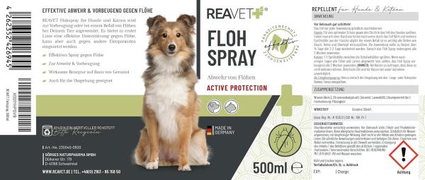 Reavet Flohspray 500ml - Schützen Sie Ihren Vierbeiner vor Flöhen, Zecken und anderen Parasiten