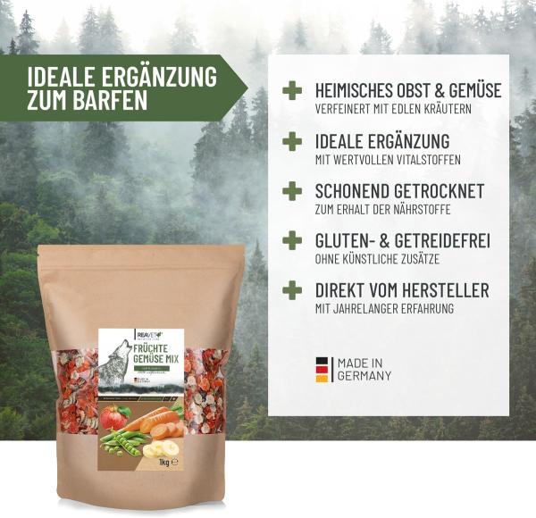 ReaVet Gemüse-Kräuter-Variation Hundefutter mit Erbsenflocken, Möhrenflocken und erlesenen Kräutern INhaltsstoffe