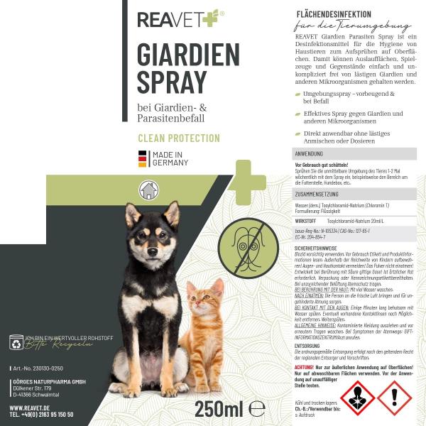 Reavet Giardien-Spray für Hunde, Katzen und alle Haustiere 250ml