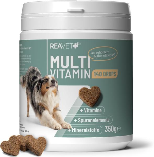 ReaVET Multivitamin Drops für Hunde – All-in-One Vitalstoffkomplex 140 Stück.