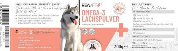 REAVET Omega-3 Lachs Pulver 300g für Hunde und Katzen