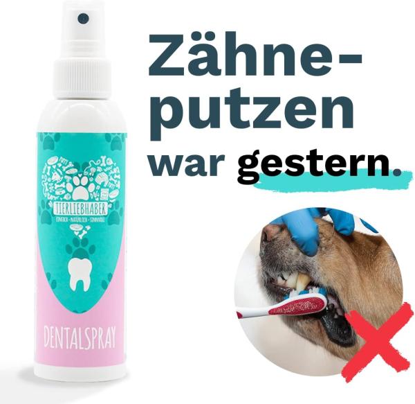 TIERLIEBHABER – Dentalspray für Hunde & Katzen entfernt Zahnbelag und Zahnstein  100% natürlich