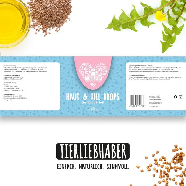 Tierliebhaber Haut & Fell Drops – Für seidigen Glanz & gesunde Haut (350g)
