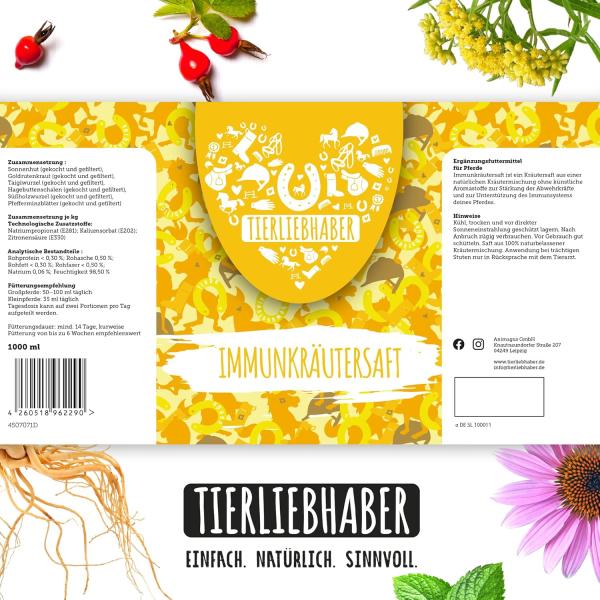 Immunkräutersaft für Pferde – Tierliebhaber | 1 L