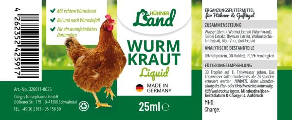 Gesunde Hühner: Wurmkraut Liquid unterstützt die Magen-Darmgesundheit