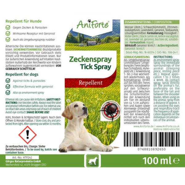 Aniforte Zeckenspray für Hunde - effektives Zeckenspray